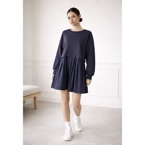 UGERLOV WOMEN's Oversized Dress Small Minimalist Dark Navy Preppy Athleisure